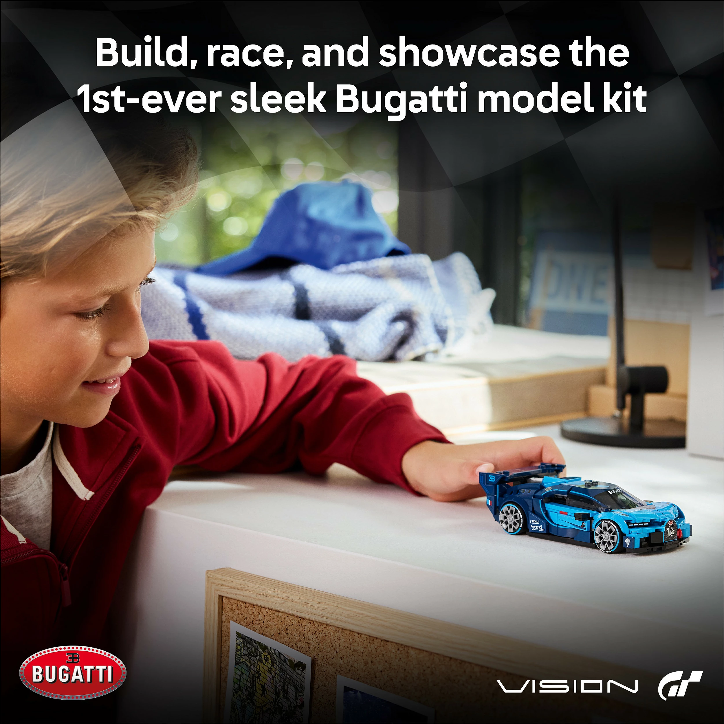 Set ndërtimi LEGO Speed Champions Bugatti Vision Gran Turismo 77253, 284 copë, 9+, kaltër