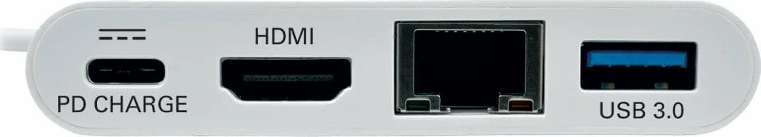 Adapter multiport USB-C Eaton U444-06N-HGU-C, HDMI, Gigabit Ethernet, USB 3.2 Gen 1, PD 60W, i bardhë