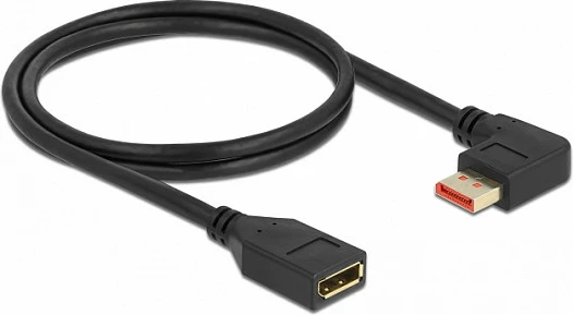 Kabllo zgjatëse DisplayPort DeLOCK 1 m, DP 1.4, 8K 60Hz, kënd 90° majtas, e zezë
