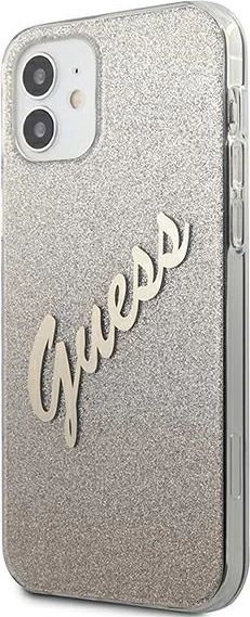 Mbështjellës Guess GUHCP12SPCUGLSGO për iPhone 12 mini 5.4" Hardcase TPU/PC Glitter Gradient Script, gold