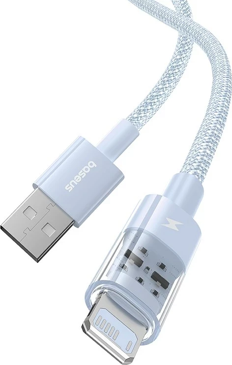 Kabllo Baseus Gem USB në IP, 2.4A, 2 m, Blu
