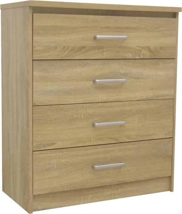 Komodë me 4 sirtarë Olympus, ngjyrë lisi të çelur, 80.5x40x95