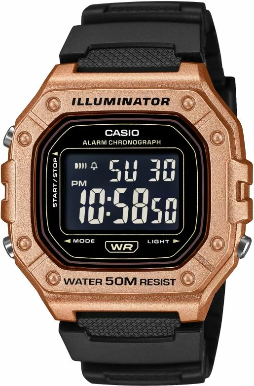 Orë dore për meshkuj CASIO, e zezë