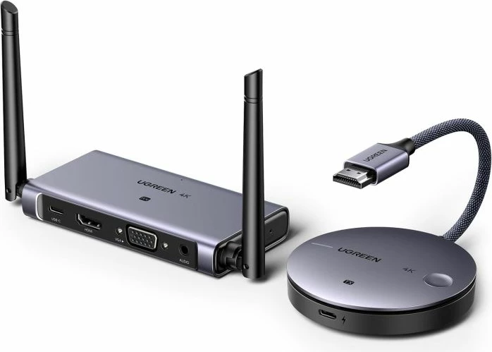 Adapter HDMI wireless UGREEN 90909A 4K 30Hz 2.4G/5G, set transmitter + receiver, gri