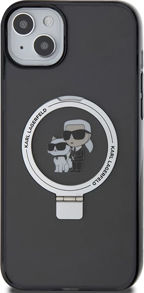 Mbështjellës Karl Lagerfeld Ring Stand Karl&Choupette MagSafe për iPhone 14/15/13, i zi