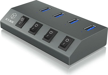 USB hub ICY BOX IB-HUB1405, 4 porta, USB 3.2 Gen 1, alumini, anthracite