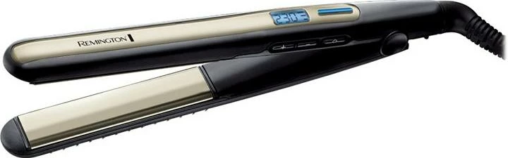 Drejtues flokësh, Remington, S6500 Sleek & Curl, veshje Advanced Ceramic, ekran digjital, e zezë/ari