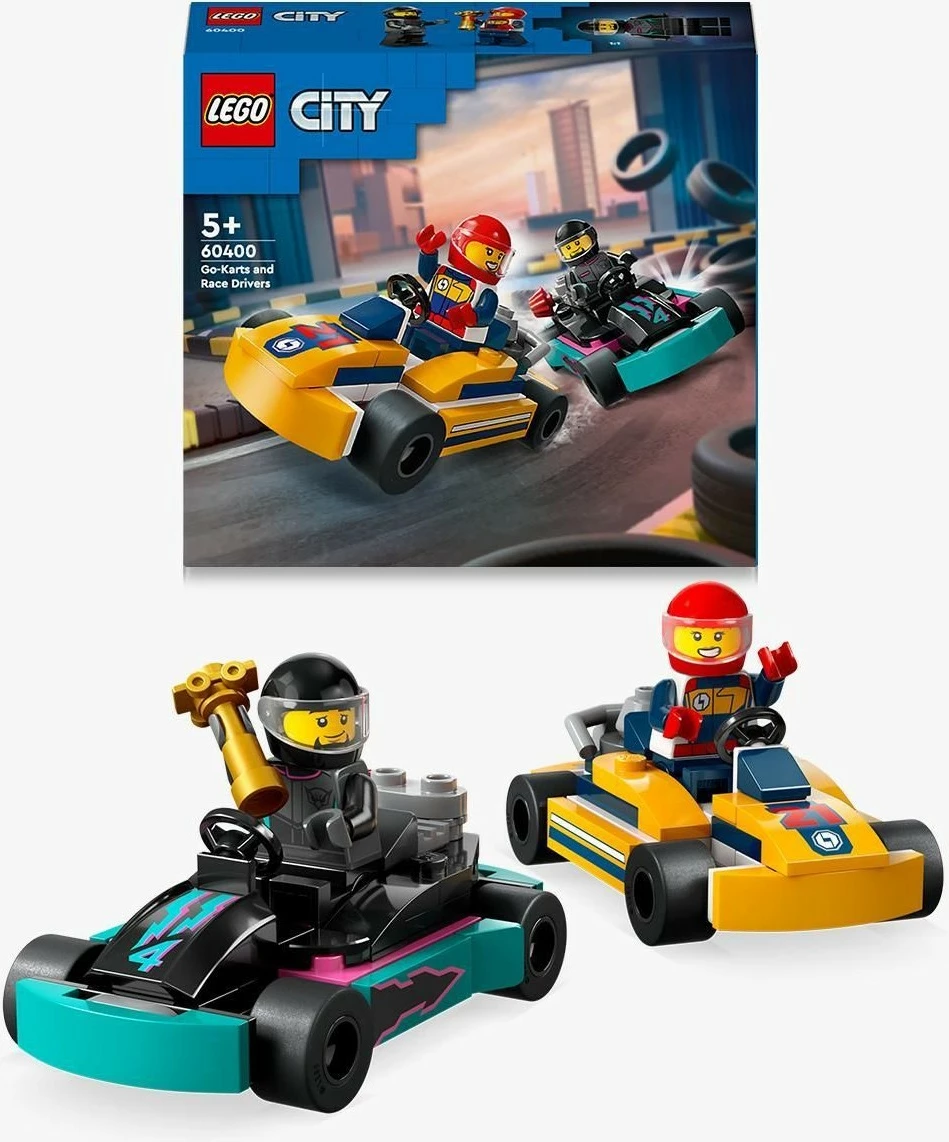 Set ndërtimi LEGO City Go-Karts dhe Shoferët e Garave 60400, 99 pjesë, shumëngjyrësh