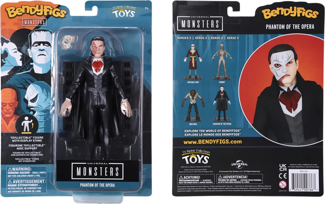 Figurinë fleksibile Noble Collection Bendyfigs Universal Monsters Phantom of the Opera 19 cm me stendë