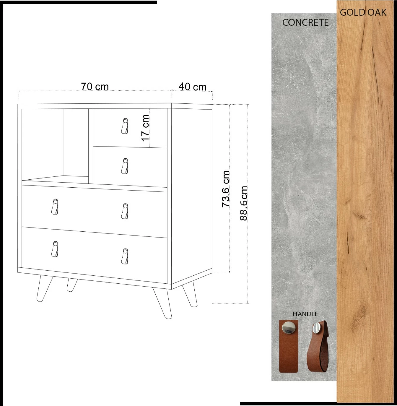 Komodë Hanah Home, ngjyrë lis dhe e bardhë, Witlof