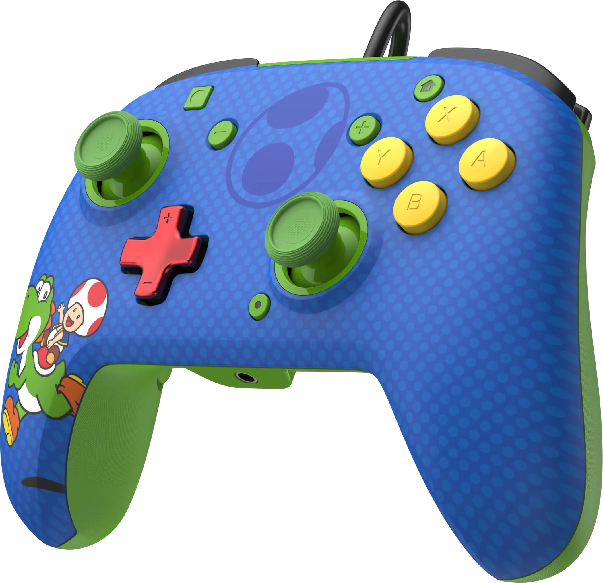 Kontroller me kabllo PDP Rematch Toad & Yoshi për Nintendo Switch, 3.5mm audio jack, butona prapa, blu/jeshil
