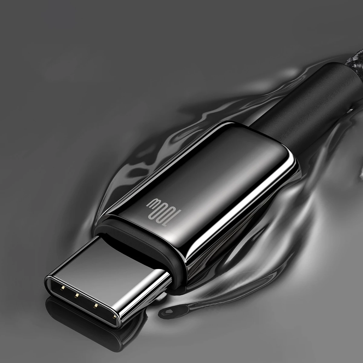 Kabllo Baseus Tungsten Gold USB-A në USB-C 2m, 100W, e zezë