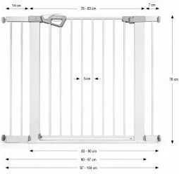 Portë sigurie për shkallë Milly Mally Guardy 104, me zgjatime, e bardhë