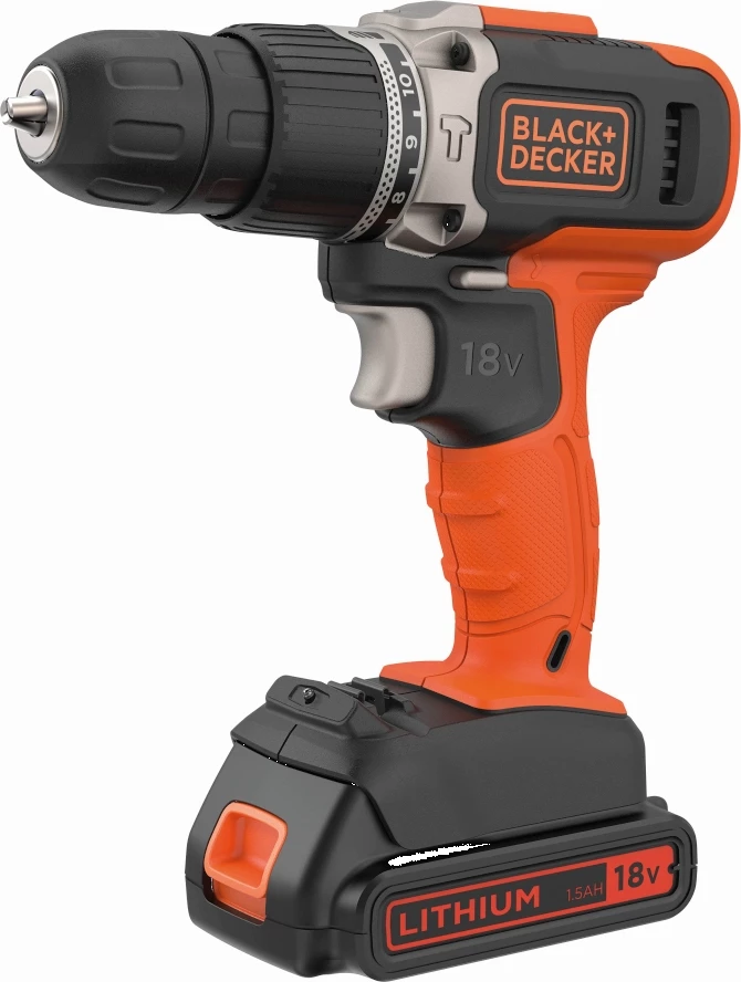 Vrtalnik aku me goditje Black&Decker BCD003C1 18V 1.5Ah, portokalli/zi (me bateri)