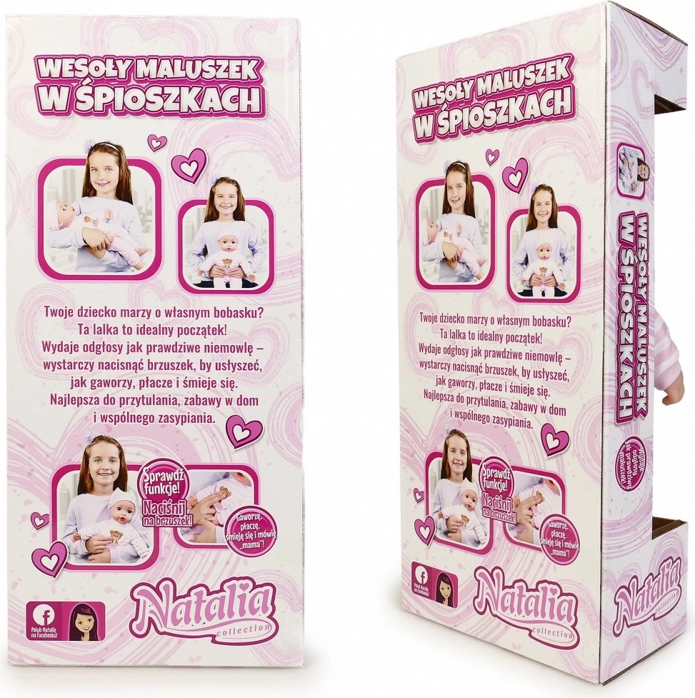 Kukull bebe Natalia Baby funksionale 45 cm, me tinguj, rozë