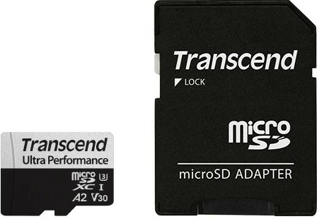 Kartelë memorie Transcend microSDXC 340S 128GB, Class 10, UHS-I, A2, e zezë/gri