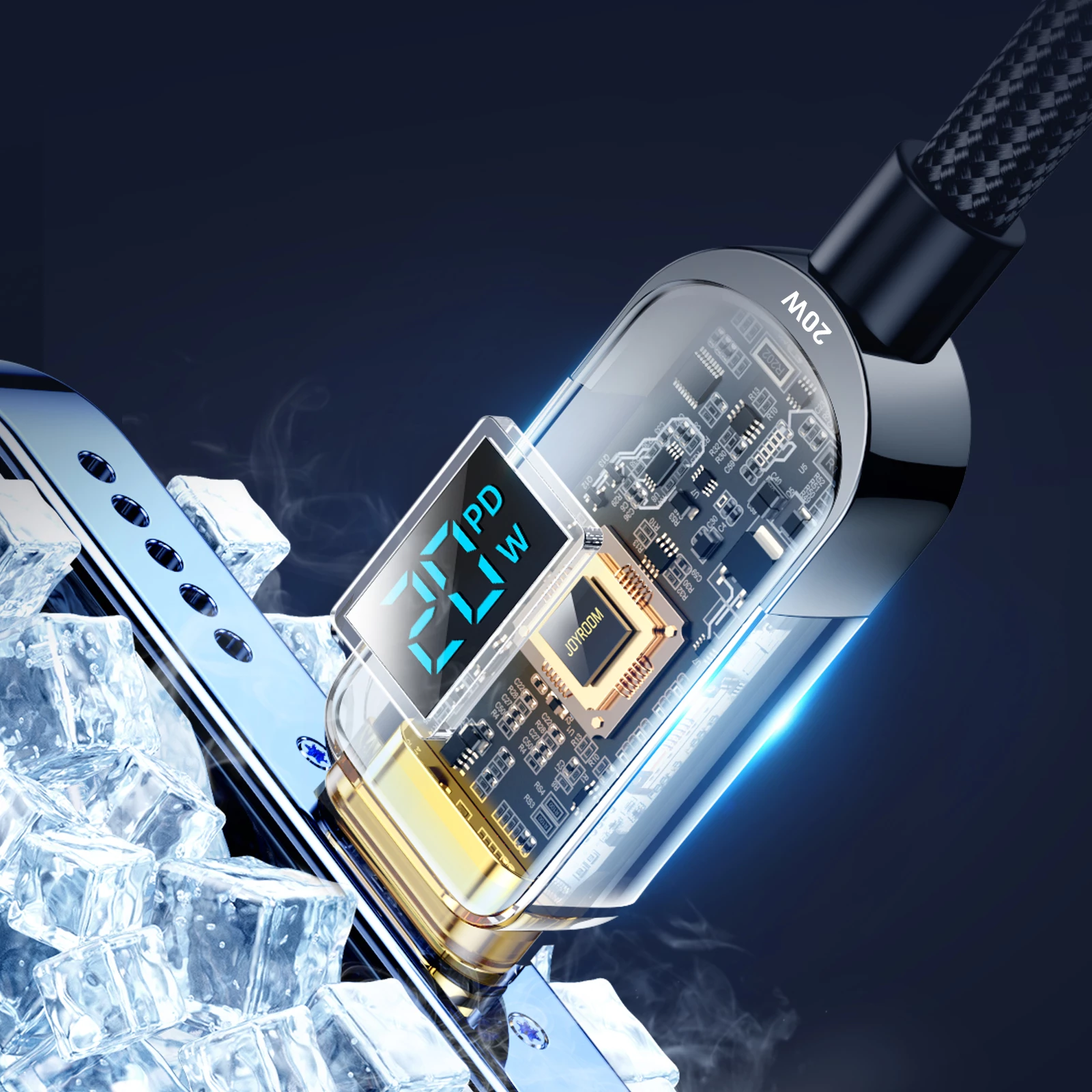 Kabllo Joyroom A4 S-CL020A4 USB-C në Lightning me ekran LED, 1.2m, 20W, e zezë