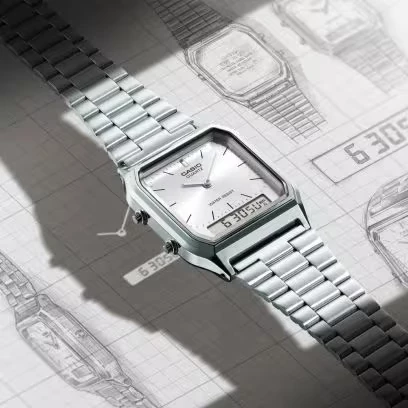 Orë dore Casio AQ-230A-7AMQY, e argjendtë