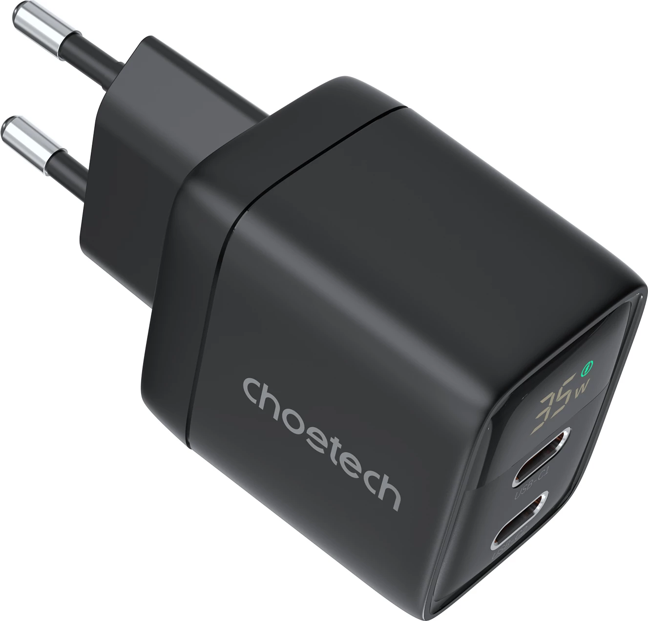Karikues muri Choetech PD6051, 35W, 2x USB-C, me ekran, zi