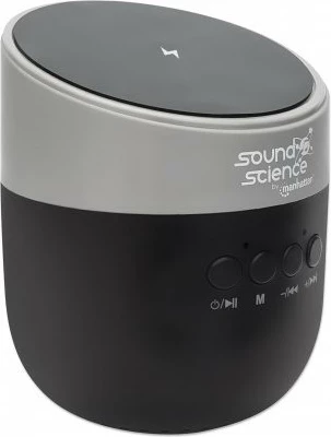 Altoparlant Bluetooth MANHATTAN Sound Science, me pad karikimi wireless, slot MicroSD, i zi/anthracite