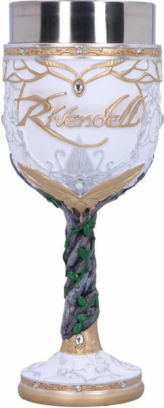 Krigë koleksionuese NEMESIS NOW Lord of the Rings Rivendell, 19.5 cm, rezinë me insert inox, bardhë/ari/jeshile