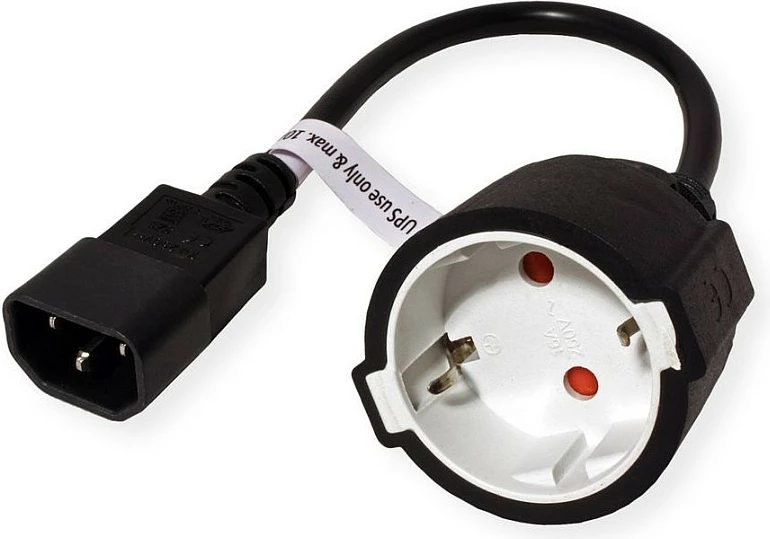 Kabllo adapter rryme VALUE 19991117, 0.3 m, Schuko (CEE7/7) - IEC C14, 10A 250V, e zezë