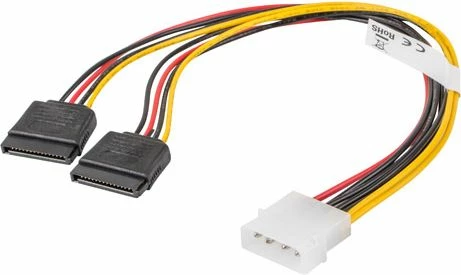 Kablë adapter energjie Lanberg Molex në 2x SATA 0.3m (CA-HDSA-11CU-0030), multikolor