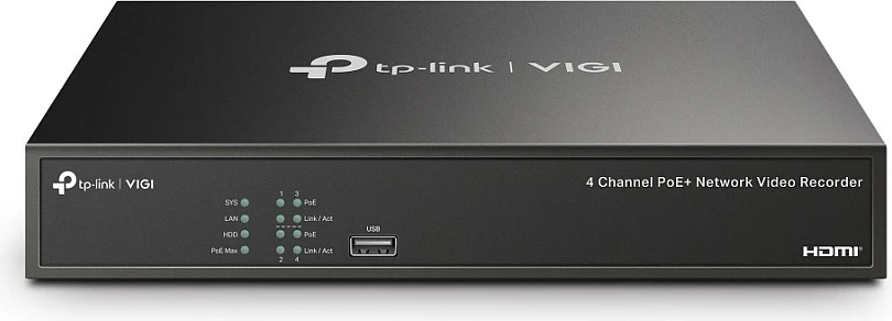 Regjistrues video rrjeti (NVR) TP-Link VIGI NVR1004H-4P, 4 kanale PoE+, HDD 2TB, 4K, i zi