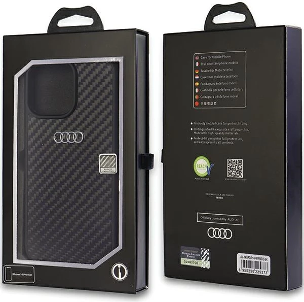 Mbështjellës Audi Carbon Fiber për iPhone 14 Pro Max 6.7", i zi