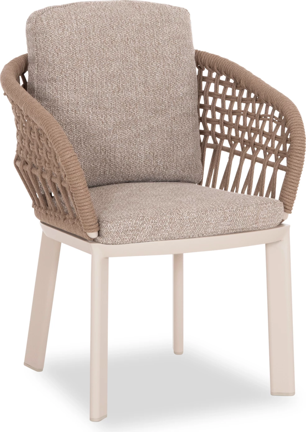 Karrige ngrënieje LADRIS, alumin ngjyrë fildishi, jastëkë bezhë, 65x66.5x78cm