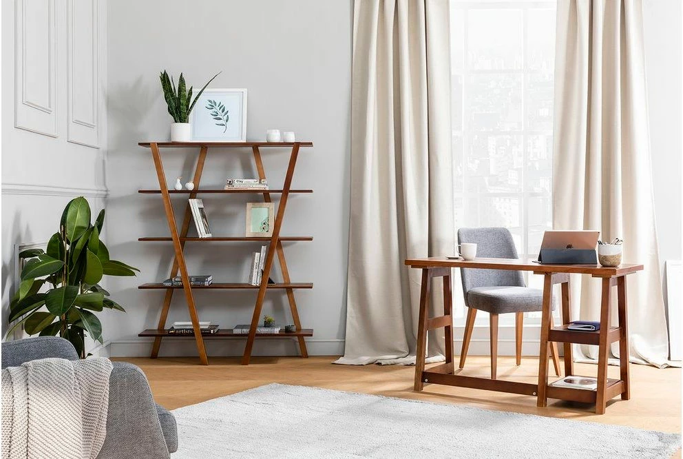 Set tavoline pune me raft librash Hanah Home, Perla, ngjyrë arre