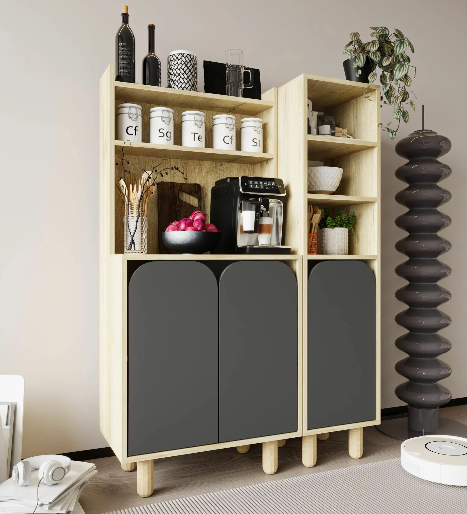 Dollap multifunksional Skye Decor, Parma 3, ngjyrë lis safir, antracit