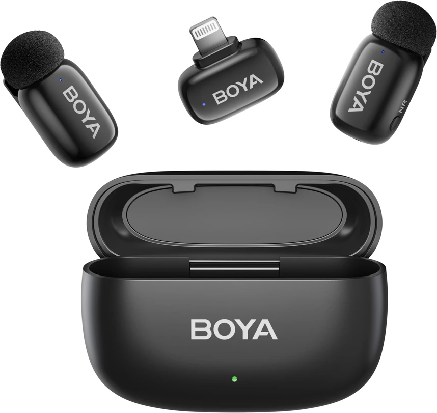 Sistem mikrofonash wireless BOYA Mini 2-01 2.4GHz 48kHz/24-bit 2x transmitter + 2x receiver USB-C/Lightning, i zi
