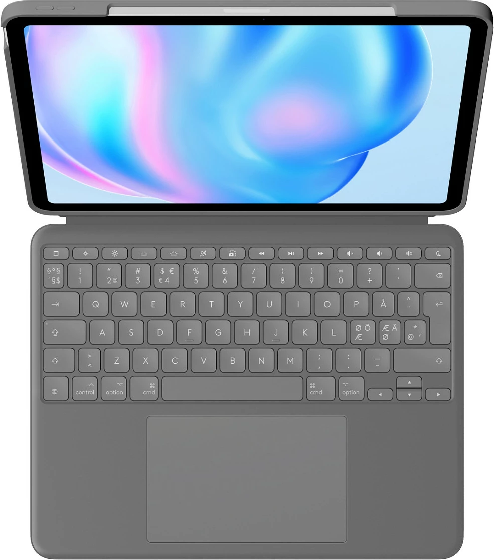 Kasë me tastierë Logitech Combo Touch për iPad Air 13-inç (M2), QWERTY Nordic, me trackpad, Oxford Grey