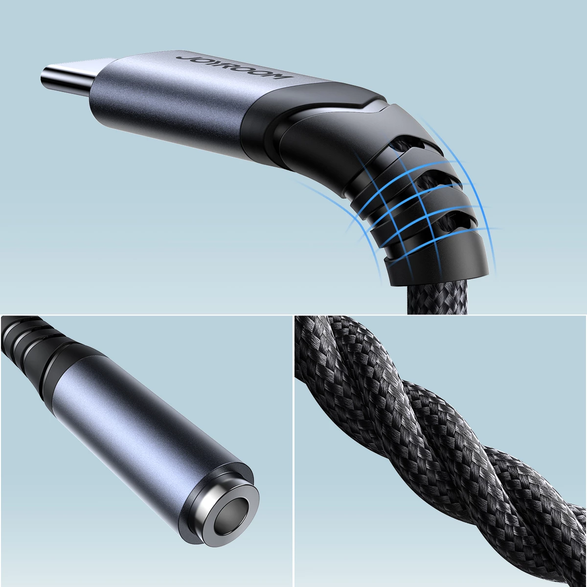 Adapter audio, Joyroom SY-C01, USB-C në 3.5 mm me DAC dhe USB-C pass-through 60W, e zezë