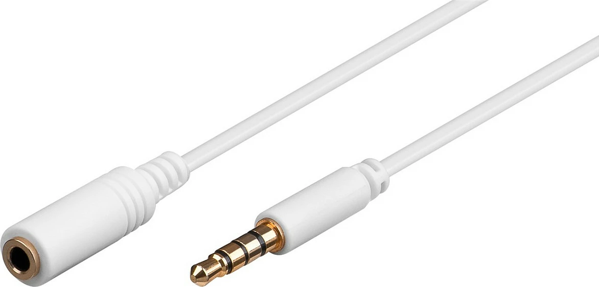 Kabllo zgjatëse audio Goobay 3.5mm, 1m, mashkull-në-femër, e bardhë