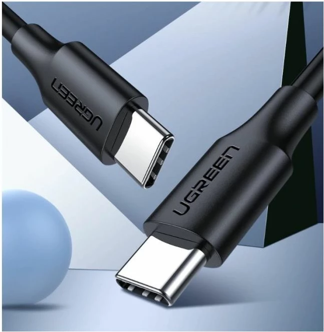 Kabl USB-C UGREEN 50997, USB 2.0, 1m, PD 60W, 3A, USB-C në USB-C, e zezë, polybag