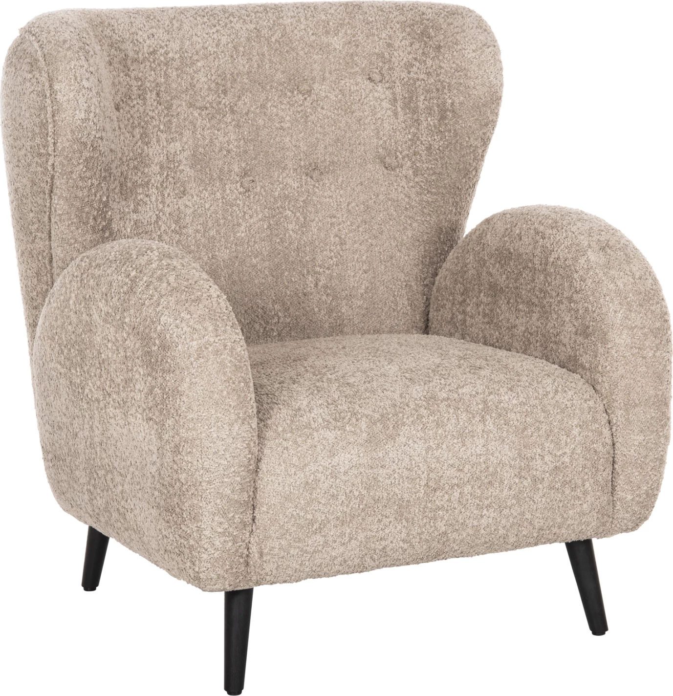 Karrige KRYLY FH9593.07, pëlhurë boucle bezhë, këmbë druri të zeza, 83x87x89H cm