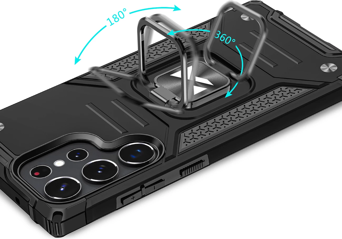 Mbështjellës Wozinsky Ring Armor për Samsung Galaxy S23 Ultra, me unazë dhe këmbalec, e zezë