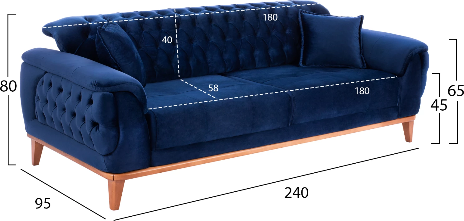 Set dhome ndenje 3-pjesësh, kadife blu, FH11746.18