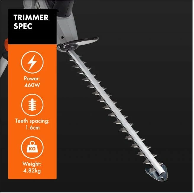 sharrë elektrike teleskopike 2-në-1 dhe gërshërë për gardh VONHAUS 2500263, 750W/460W, 8\" (20cm) Oregon, kabllo 10m, gri/zezë