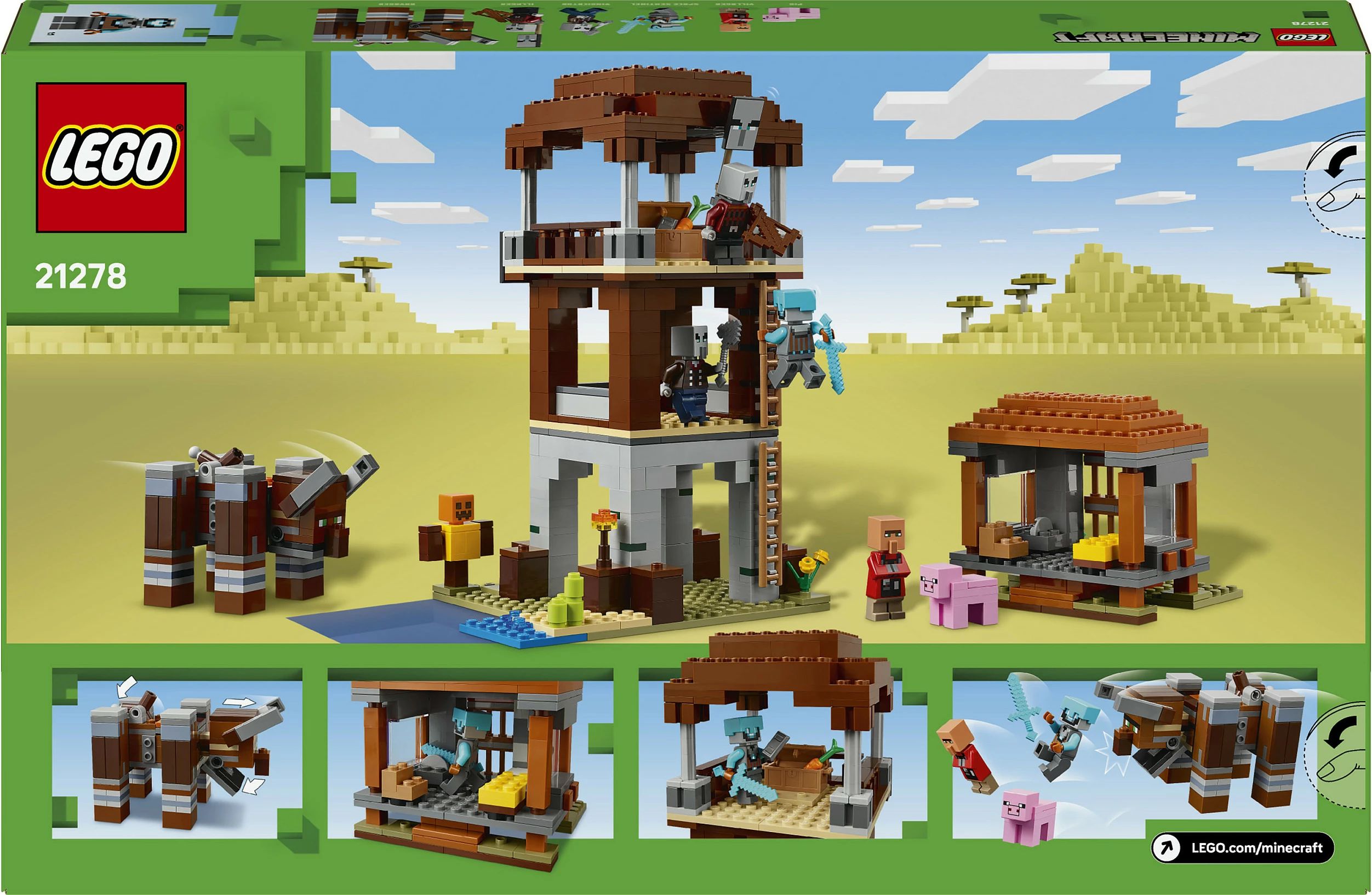 Set ndërtimi LEGO Minecraft The Pillager Outpost and Ravager 21278, 665 copë, shumëngjyrësh