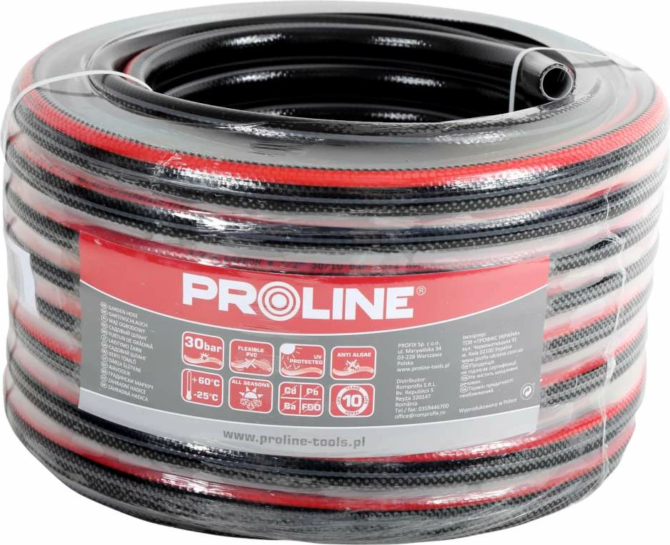 Gyp kopshti PROLINE 99613 1/2\" 30 m rul, i zi/kuq