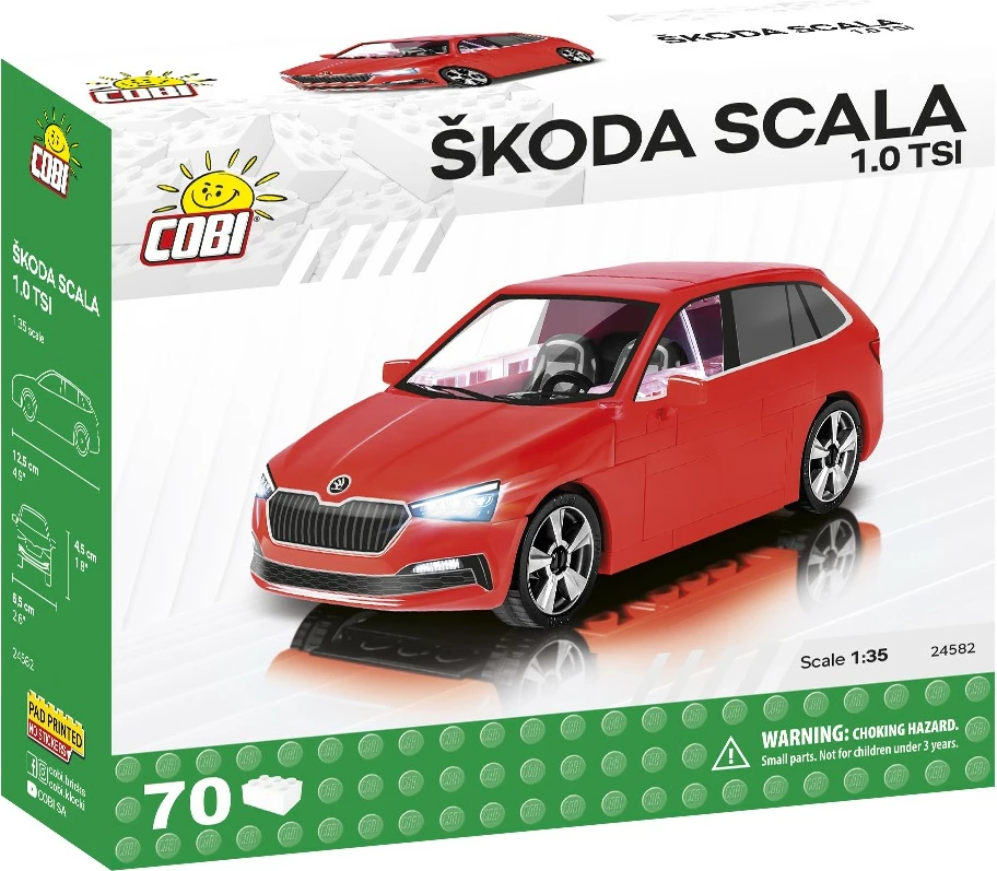 Set blloqe ndërtimi Cobi Skoda Scala 1.0 TSI, 70 pjesë, e kuqe