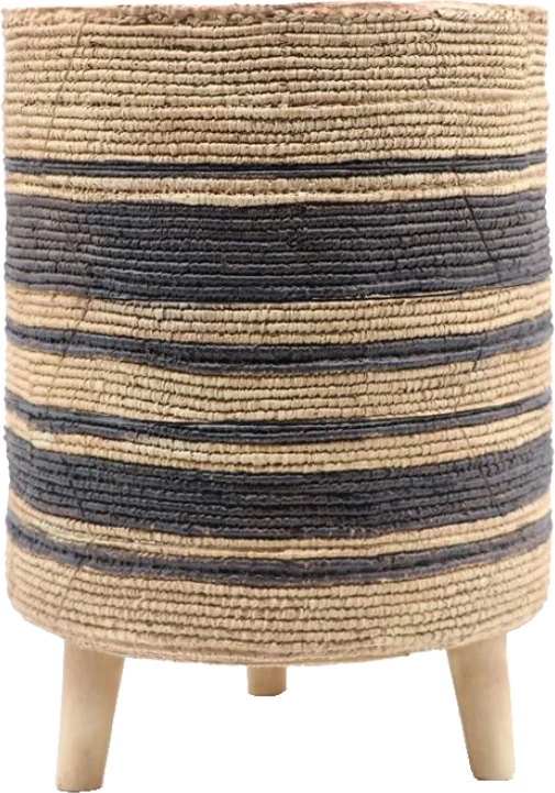 Vazo INKA për bimë, polirezina, natyrale e zezë, 25x25x32cm