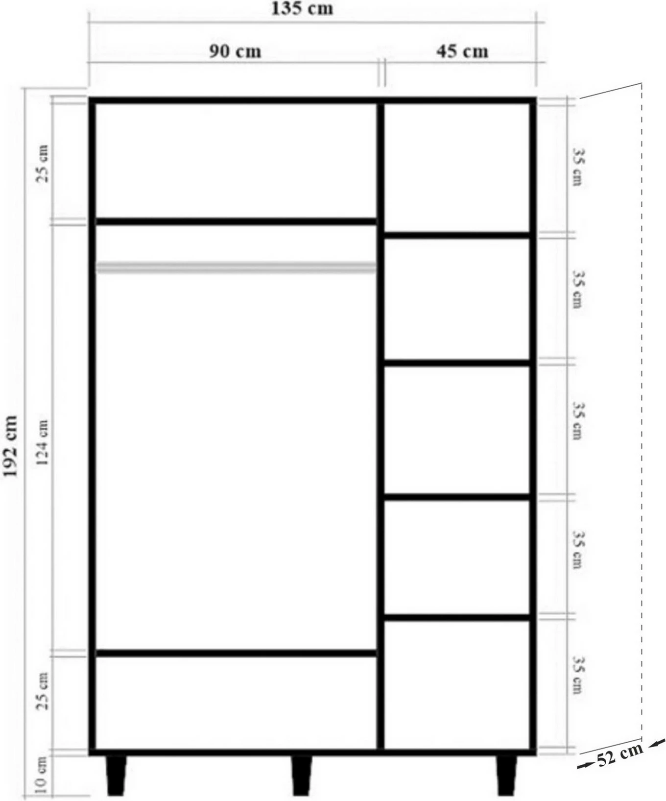 Dollap Lena 3, ngjyrë sonomo, Skye Decor, 135x192x52 cm