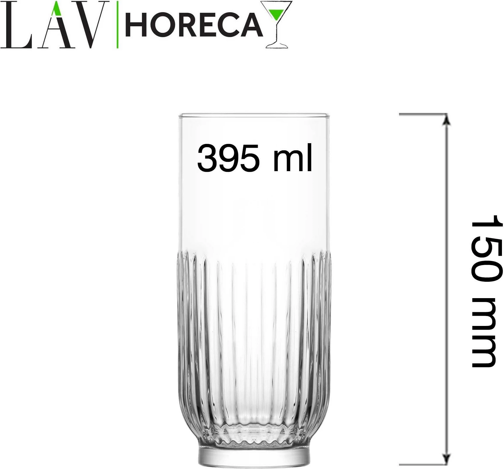 Gotë highball LAV HORECA Tokyo 395 ml, transparente, set 12 copë