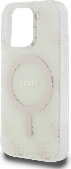 Mbështjellës Guess IML 4G Background MagSafe për iPhone 16 Pro, Bardhë