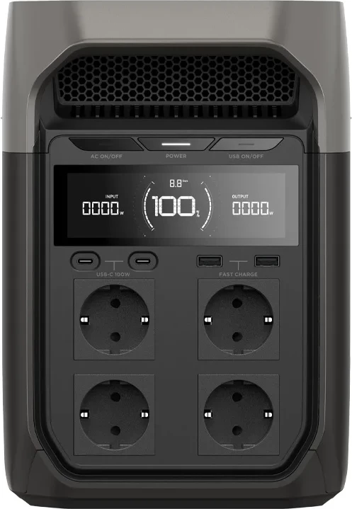 Stacion portativ energjie EcoFlow DELTA 3, 1024 Wh, 1800 W, argjend/gri