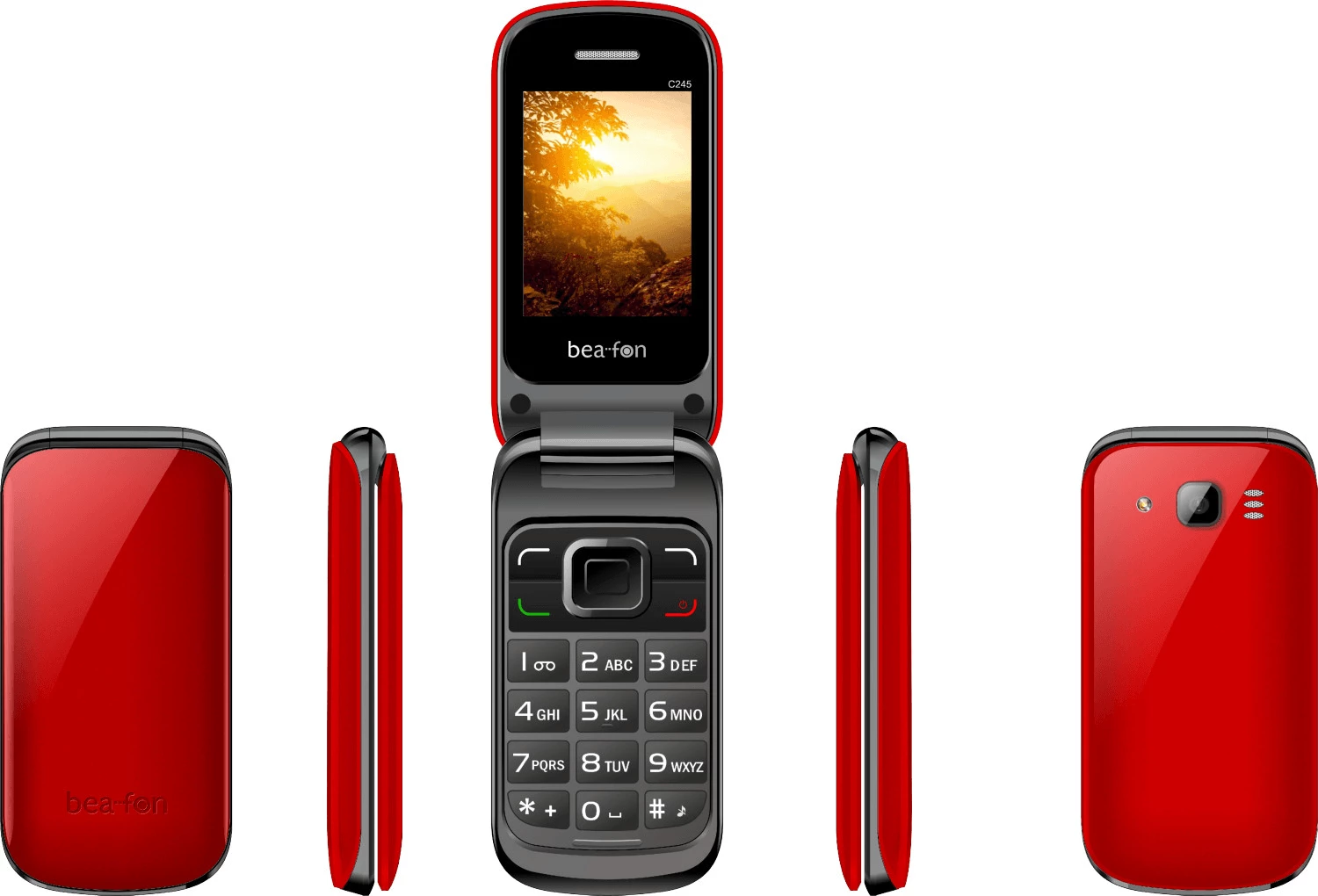 telefon me kapak Beafon C245, Dual SIM, ekran 2.4\", 2G, e kuqe, set me karikues
